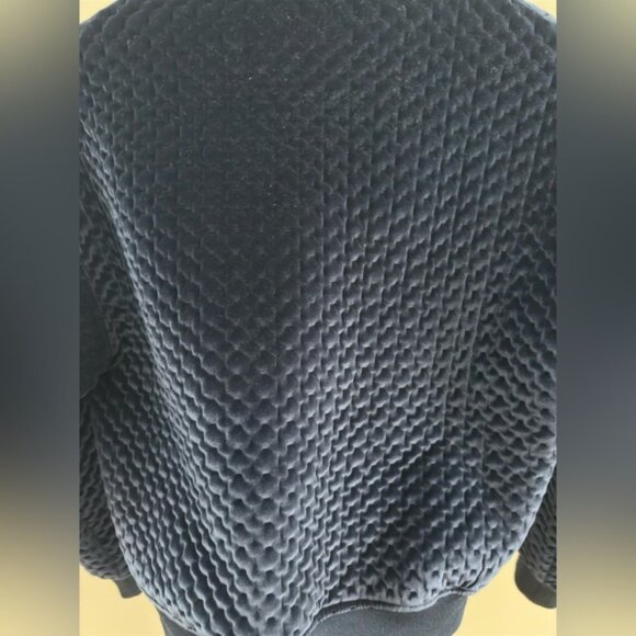 Club Monaco Quilted Velour Quarter-Zip Pullover – Navy – Size Small - Picture 3 of 8